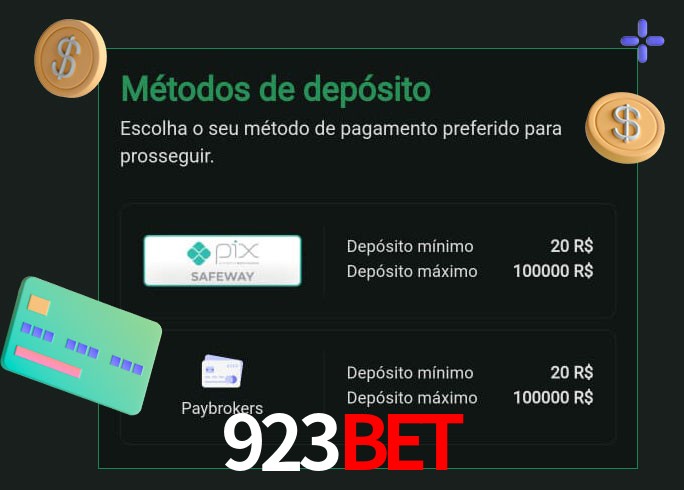 O cassino 923Bet oferece uma grande variedade de métodos de pagamento